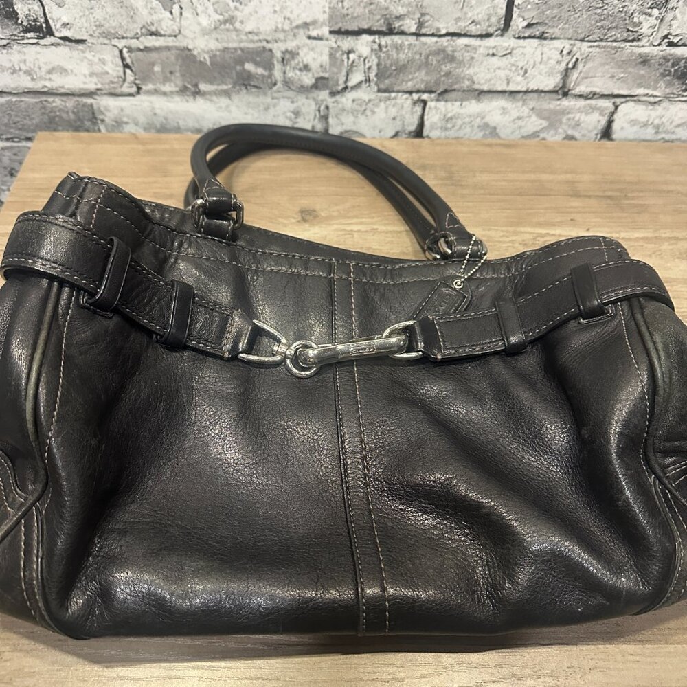EUC Vintage Leather Coach Shoulder Bag Black - Picture 3 of 16